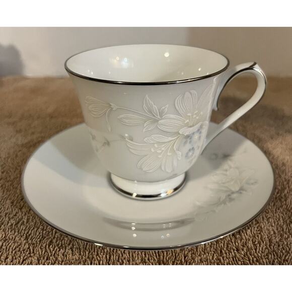 3 Noritake 3132 Cache Pot Footed Cup & Saucer Sets + 1 Cup Platinum Trim RARE - Picture 2 of 10